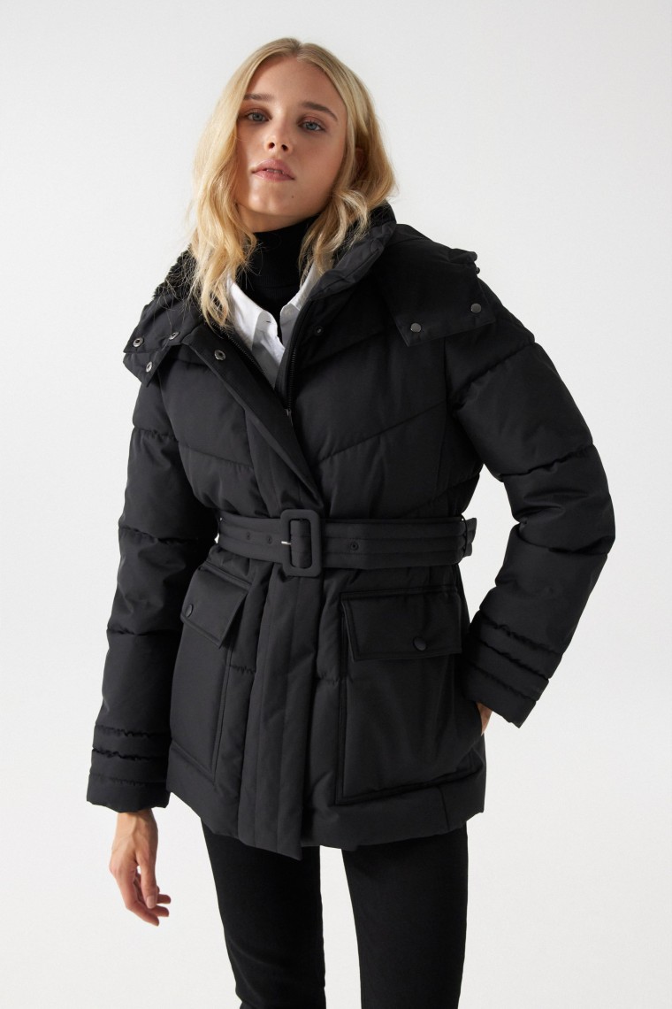 PUFFER JACKET WITH BELT