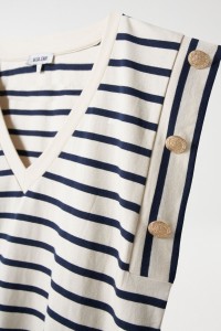 STRIPED T-SHIRT WITH GOLDEN BUTTONS