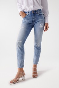 PUSH UP DESTINY JEANS WITH WASH EFFECTS AND RIPS