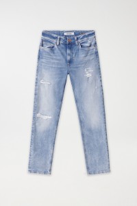 PUSH UP DESTINY JEANS WITH WASH EFFECTS AND RIPS