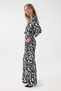 SATIN-FEEL JUMPSUIT WITH GEOMETRIC PRINT