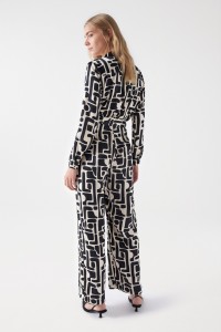 SATIN-FEEL JUMPSUIT WITH GEOMETRIC PRINT