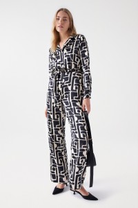 SATIN-FEEL JUMPSUIT WITH GEOMETRIC PRINT