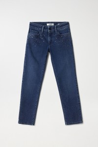 PUSH UP CROPPED SLIM JEANS WITH APPLICATIONS