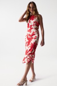 SATIN-FEEL PRINT MIDI DRESS