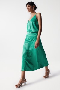 SATIN-FEEL MIDI SKIRT