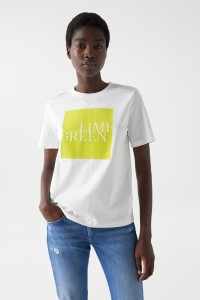 T-SHIRT IMPRIM VERT CITRON