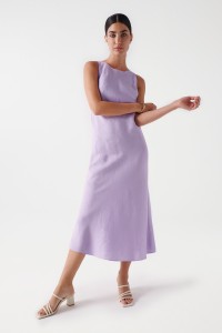 LINEN DRESS WITH BACK OPENING