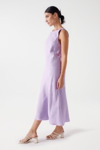 LINEN DRESS WITH BACK OPENING