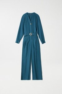 JUMPSUIT MIT GRTEL UND KNOPFLEISTE