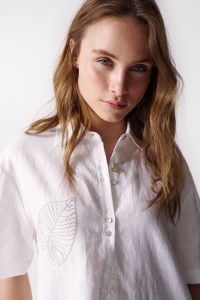 LINEN SHIRT WITH BEAD DETAILS