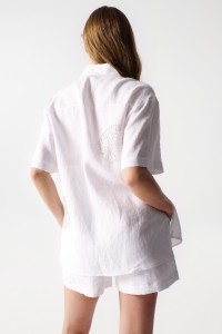 LINEN SHIRT WITH BEAD DETAILS