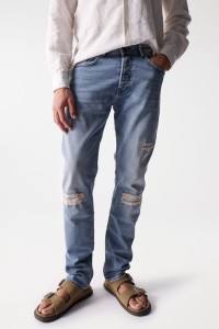 REGULAR JEANS WITH RIPS