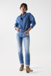 TRUE-JEANS MIT RISSEN