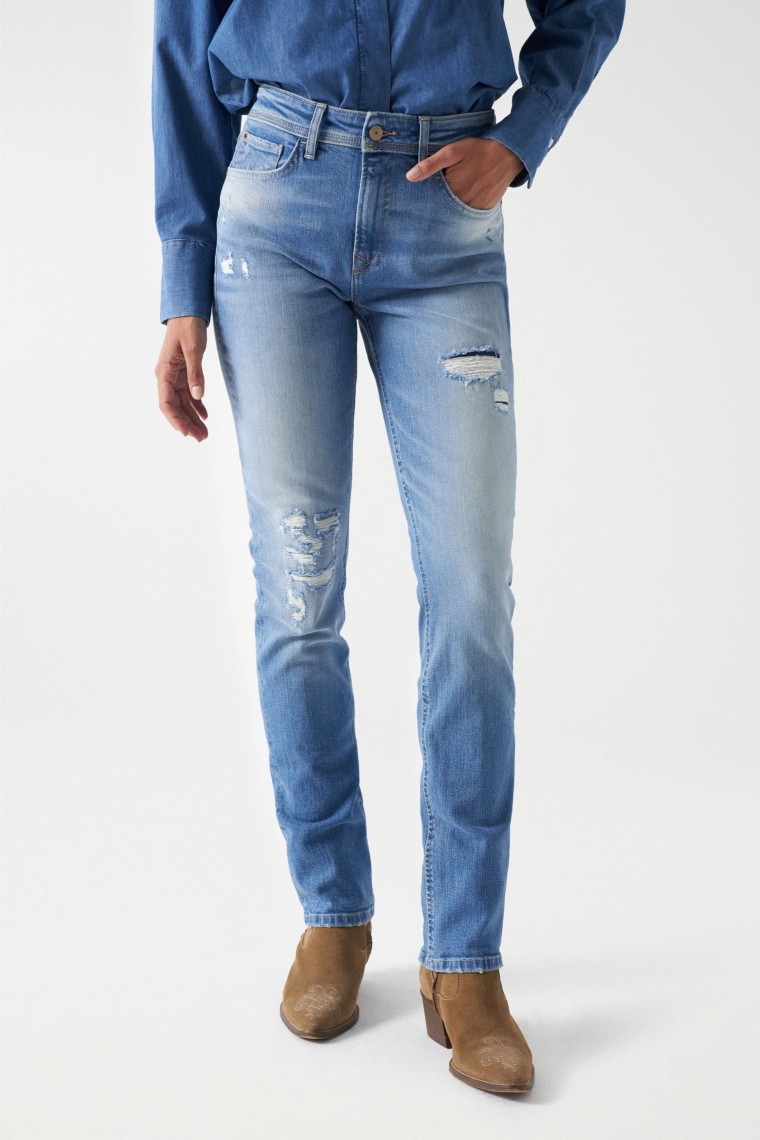 TRUE-JEANS MIT RISSEN