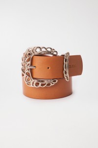 LEATHER BELT WITH METAL BUCKLE