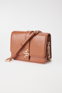 LEATHER EFFECT SHOULDER BAG WITH METAL LOGO