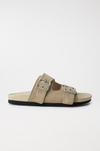 FLACHE LEDERSANDALEN MIT SCHNALLEN