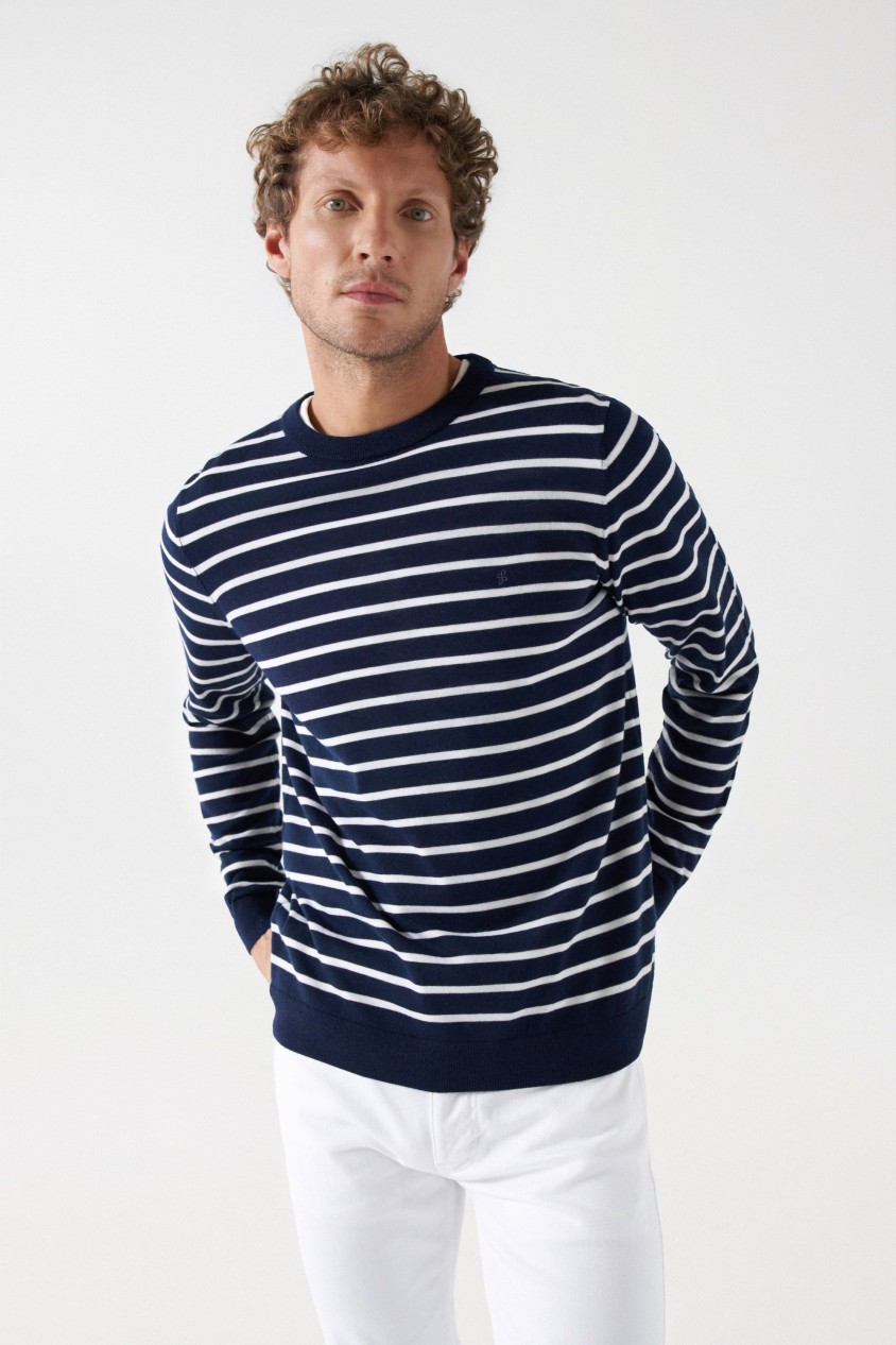 PULL FIN EN LAINE  RAYURES