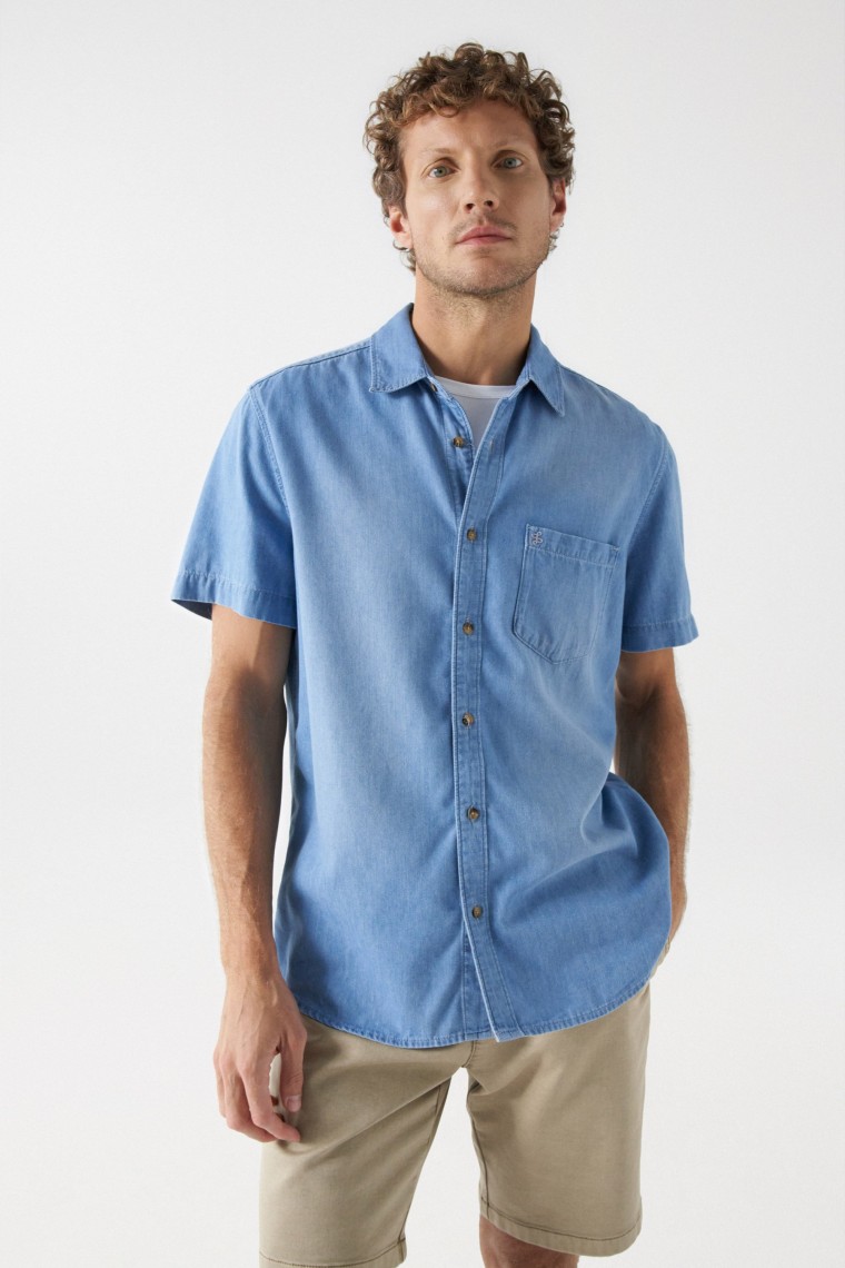 CHEMISE EN DENIM LGER AVEC POCHE