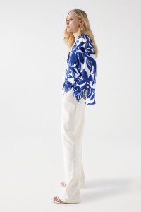 SATIN-FEEL SHIRT WITH FLORAL PRINT