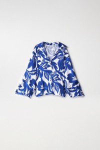 CAMISA ACETINADA COM ESTAMPADO FLORAL