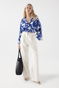 SATIN-FEEL SHIRT WITH FLORAL PRINT