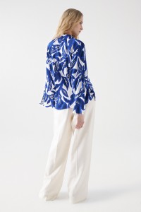 SATIN-FEEL SHIRT WITH FLORAL PRINT