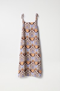 PRINT MIDI DRESS WITH LINEN