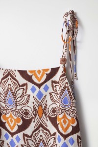 PRINT MIDI DRESS WITH LINEN