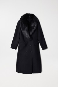 WOOL OVERCOAT WITH SYNTHETIC FUR COLLAR