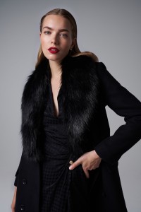 WOOL OVERCOAT WITH SYNTHETIC FUR COLLAR