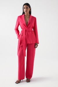 SATIN-FEEL BLAZER WITH BELT