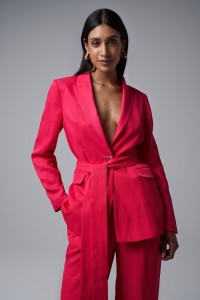 SATIN-FEEL BLAZER WITH BELT