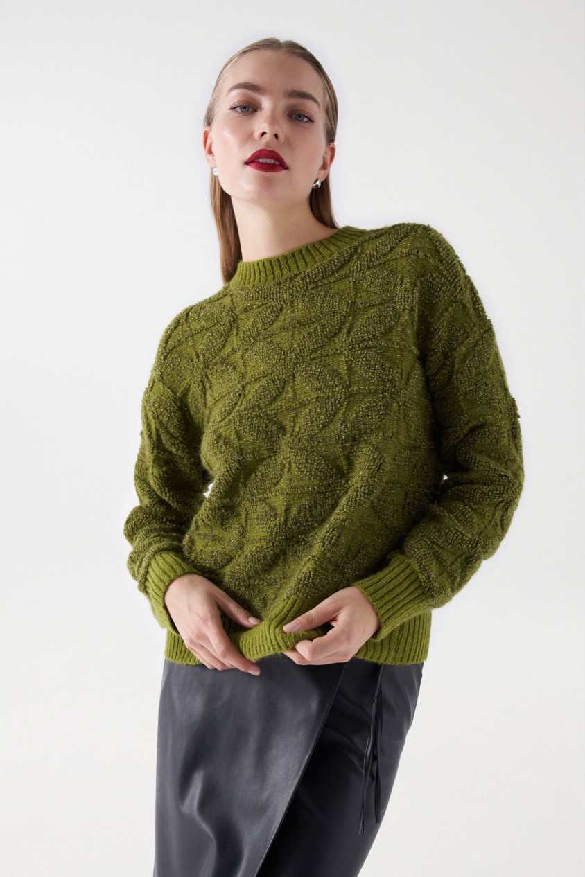 JACQUARD SWEATER WITH WOOL AND MOHAIR