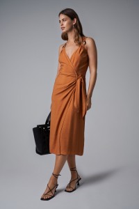 WRAPOVER DRESS WITH RING DETAIL ON THE STRAPS