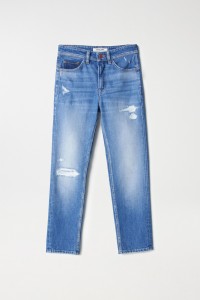 CROPPED SLIM FAITH PUSH IN JEANS WITH RIPS