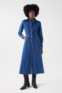 ROBE-CHEMISIER LONGUE EN LIGHTDENIM