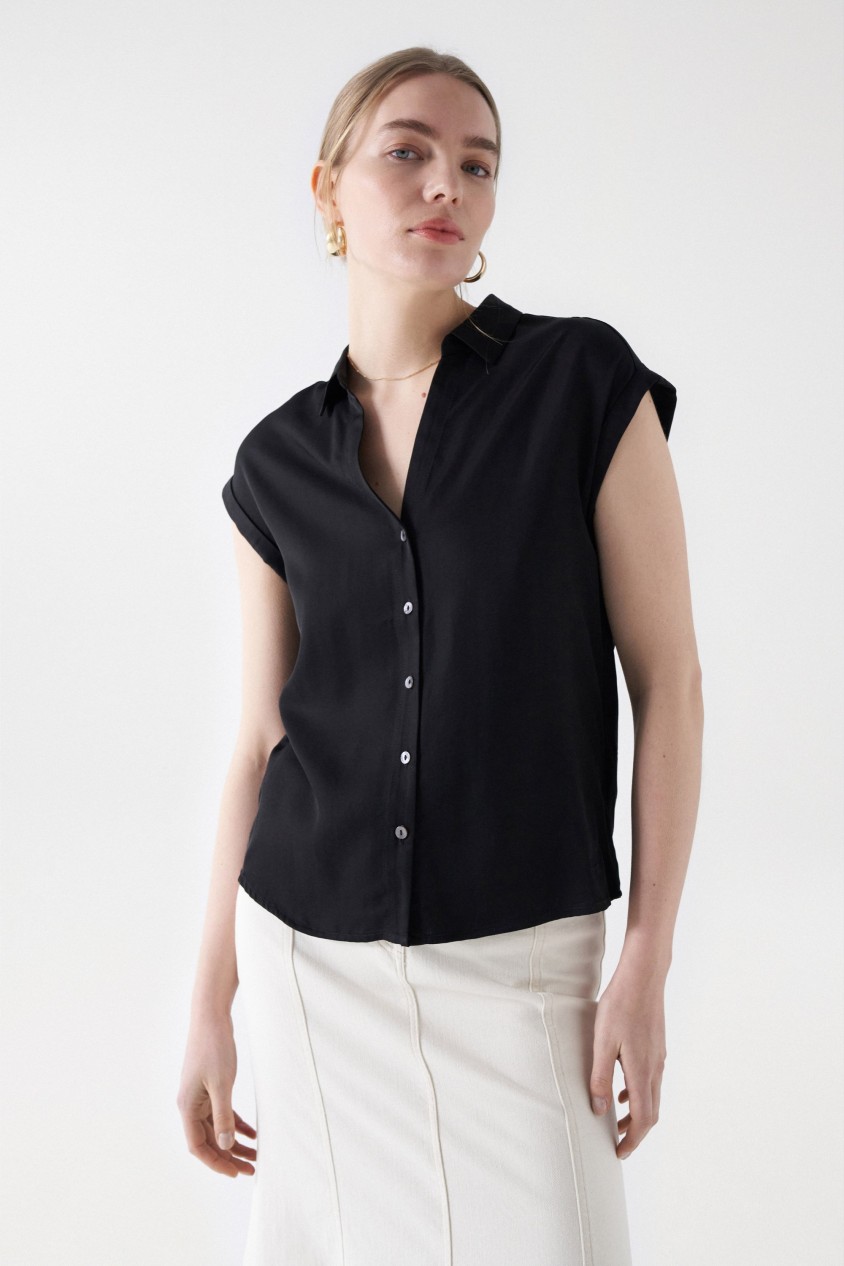 PLAIN SATIN-FEEL SHIRT