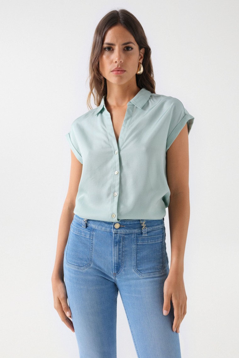 PLAIN SATIN-FEEL SHIRT