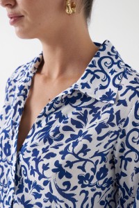 TWO-TONE PRINT BLOUSE