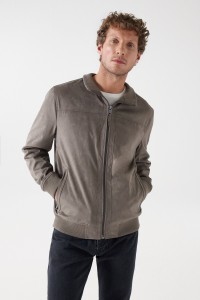 CASACO BOMBER EM SUEDE