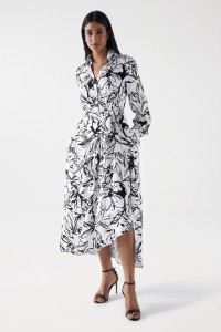 MIDI SATIN-FEEL DRESS WITH PRINT