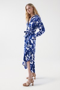 ROBE SATINE MIDI  IMPRIM FLEURI