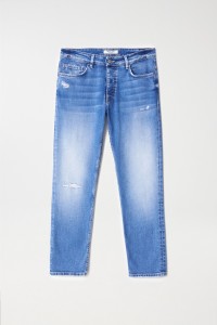 REGULAR-JEANS MIT RISSEN