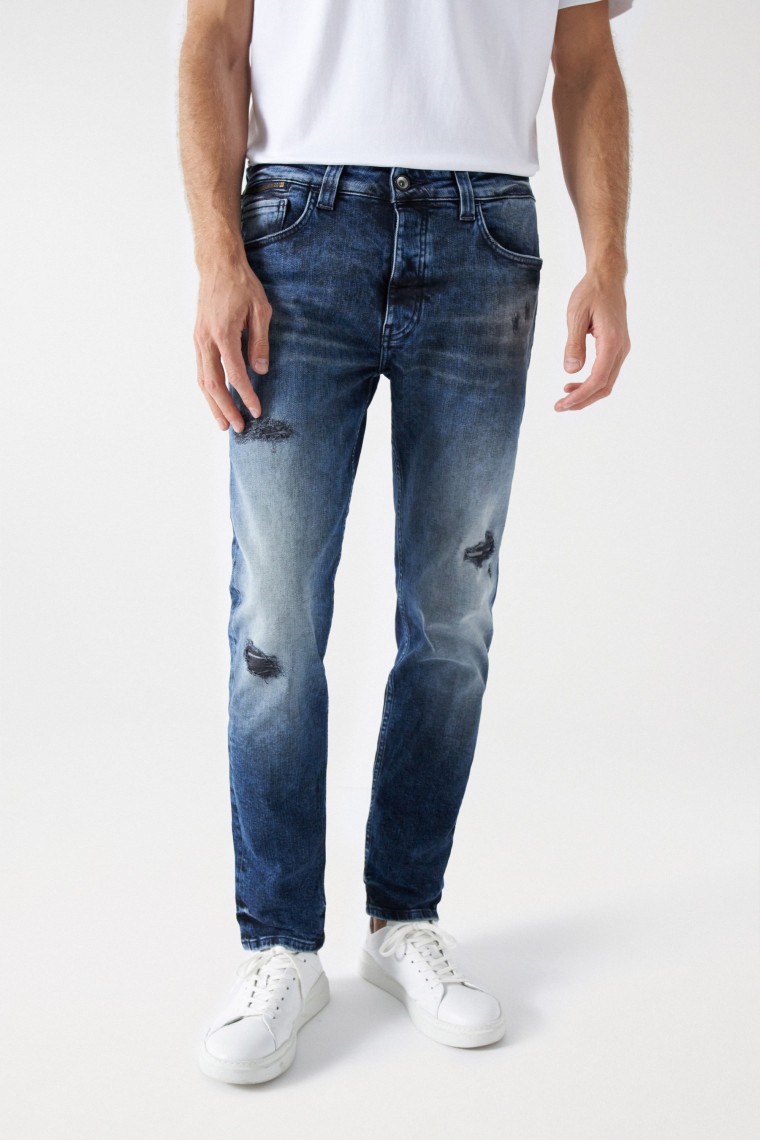 CRAFT SERIES REGULAR-JEANS MIT SCHWARZEN RISSEN