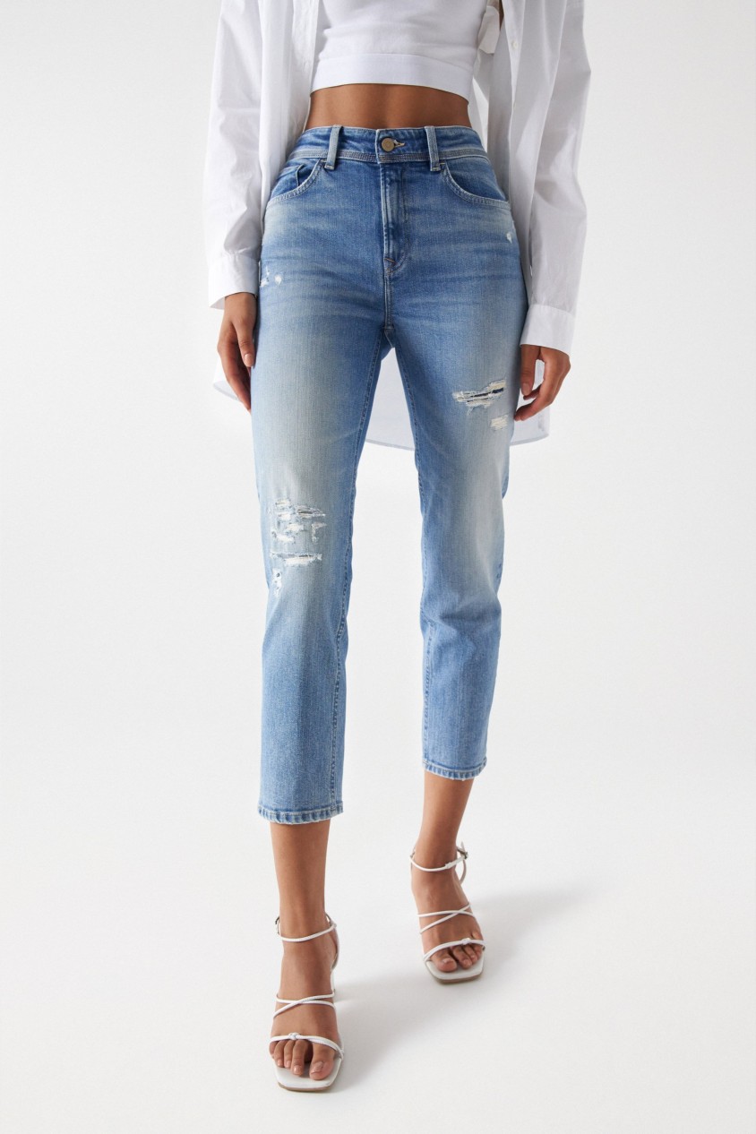 TRUE-JEANS MIT RISSEN