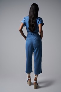 LIGHTDENIM CROPPED STRAIGHT LEG JUMPSUIT