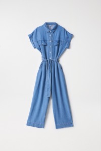 LIGHTDENIM CROPPED STRAIGHT LEG JUMPSUIT