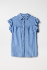 LIGHTDENIM BLOUSE WITH RUFFLE DETAIL